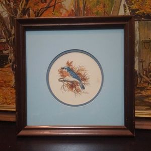 🐦 Vtg 1979 Original Painting Drawing Art Bluebird 70s Vintage Lois Mountz ✨ 💎